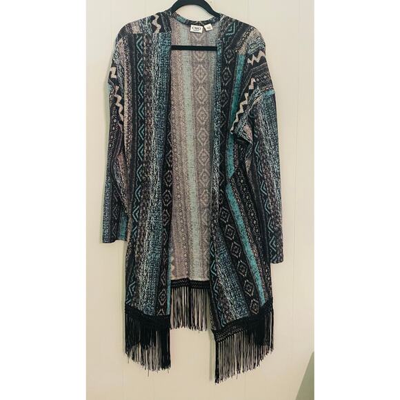 Cato Jackets & Blazers - Cato Long Kimono Cardigan Long Sleeve Fringe Vest 22/24 Festival Vacation Resort